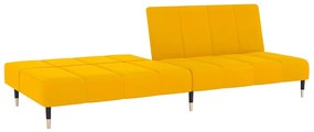 Sofá-cama de 2 lugares veludo amarelo
