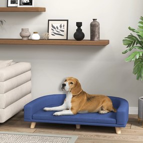 Sofá para cães, cama elevada grande para cães  98 x 67 x 25 cm, almofada lavável, estrutura em madeira, tecido de poliéster azul