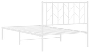 Estrutura de cama com cabeceira 100x190 cm metal branco