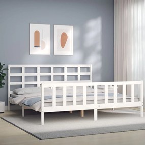 Cama sem colchão 200x200 cm madeira de pinho maciça branco