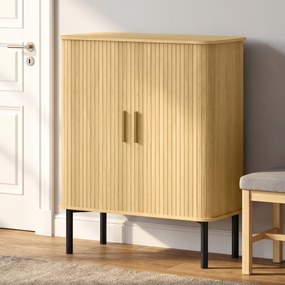 Sapateira 5 Níveis 15 Pares com Portas Deslizantes Prateleiras Ajustáveis 78x38x95,2 cm Cor Carvalho