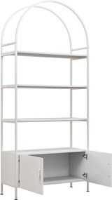 HOMCOM Estante de arrumação, estante arqueada de 4 níveis com armário de duas portas, 80 x 30 x 187 cm, branco | Aosom Portugal