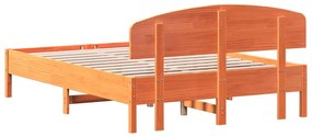 Cama sem colchão 120x190 cm madeira pinho maciça castanho-mel