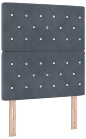Cama Box Spring com Colchão &amp; LED Cinza Escuro 80x200 cm Veludo