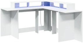 Secretária c/ luzes LED 152x152x91 cm derivados madeira branco