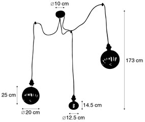 Candeeiro suspenso dourado 3 luzes incl. LED âmbar regulável - Cava Luxe Moderno