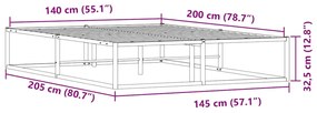 Estrutura de cama sem colchão branco 140x200 cm metal