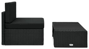2 pcs conjunto lounge para jardim vime PE preto