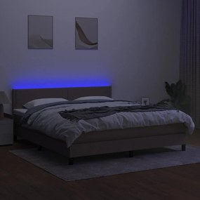 Cama box spring colchão/LED 160x200 cm tecido cinza-acastanhado