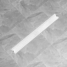 VidaXL Dreno de chuveiro com pontos 93x14 cm aço inoxidável