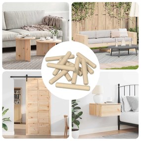 vidaXL Dowels de madeira 12 pcs Castanho Ø8 x 50 mm Madeira maciça