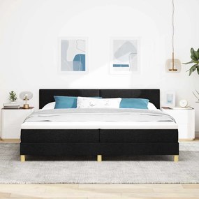 Cama Box Spring com Colchão Preta 200x200 cm Tecido