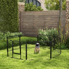 Parque para Animais de Estimação 8 Paineis 80x60cm Gaiola para Cães de Metal com Porta e Dupla Fechadura Preto