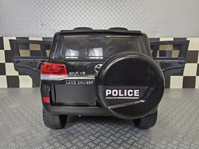 Carro elétrico para crianças Policia TOYOTA LAND CRUISER 24V, Assento pele, Pneus Borracha, 4x4, Luzes Preto