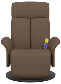 Cadeira de massagens reclinável c/ apoio de pés tecido castanho