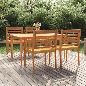 vidaXL 5 pcs conjunto de jantar p/ jardim madeira de teca maciça
