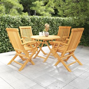 vidaXL 5 pcs conjunto de jantar para jardim madeira de teca maciça