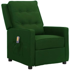 vidaXL Poltrona de massagens tecido verde-escuro