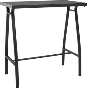 vidaXL Mesa de bar para jardim 110x60x110 cm vidro temperado preto