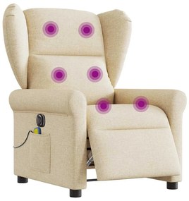vidaXL Poltrona de massagens reclinável elétrica tecido creme