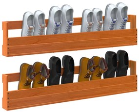 Sapateiras parede 2 pcs 110x8,5x23,5 cm pinho maciço castanho