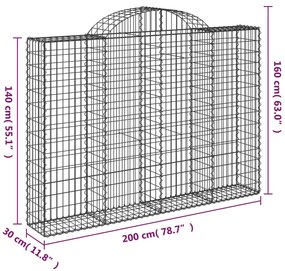 Cestos gabião arqueados 10 pcs 200x30x140/160 ferro galvanizado