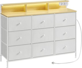 Cómoda com iluminação LED e 9 gavetas 33,5 x 114 x 84 cm branco nuvem