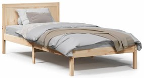 Estrutura de Cama Solteiro em Madeira de Pinho Natural