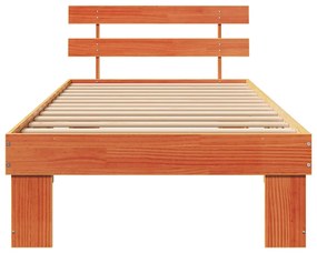 Estrado de Cama com Cabeceira Castanho Encerado 90x190 cm Madeira Maci