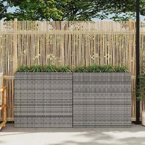vidaXL Floreiras de jardim com 4 vasos 2 pcs vime PE cinzento