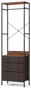 Guarda Roupa, Cabide com varão e prateleiras para o hall de entrada, quarto 55 x 28 x 176 cm Castanho