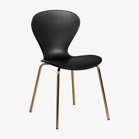 Cadeira De Jantar Empilhável Uit Dourado & Polipropileno Preto - Sklum