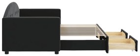 Sofá-cama com gavetão e gavetas 80x200 cm veludo preto
