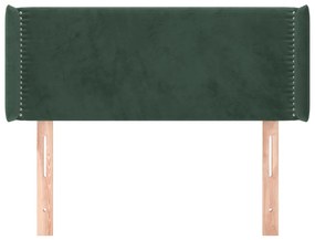 Cabeceira de cama c/ abas veludo 93x16x78/88 cm verde-escuro