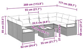Conjunto de Sofá de Jardim vidaXL de 9 Peças com Almofadas Rattan Sint