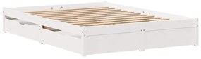 Cama sem colchão 120x190 cm madeira de pinho maciça branco