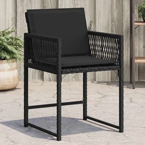vidaXL Cadeiras de jardim com almofadões 4 pcs vime PE preto