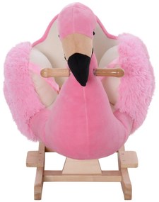 Cavalo de balanço flamingo com cinto de segurança Gangorra de bebê Brinquedo de pelúcia para crianças acima de 18 meses 60x33x52cm