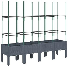 Vaso/floreira de jardim c/ treliça 160x40x142,5 cm PP cinzento azul