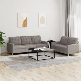 3201313 vidaXL 2 pcs conjunto de sofás com almofadões tecido cinza-acastanhado
