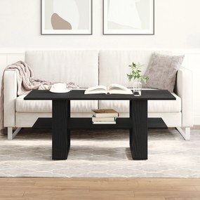 Mesa de Centro vidaXL Preto Carvalho 102x55x42 cm Madeira de Engenhari