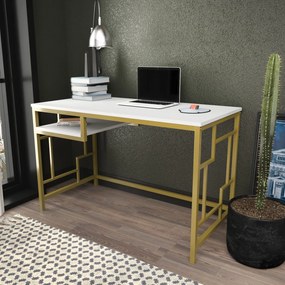 Secretária Kennesaw – Dourado e Branco – 120x60x74,8 cm
