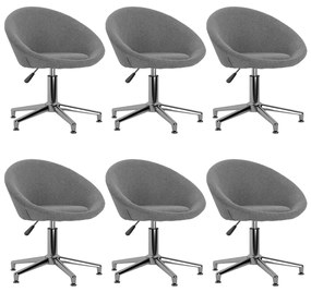 vidaXL Cadeiras de jantar giratórias 6 pcs tecido cinzento-claro