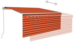 Toldo retrátil manual com estore/LED 3x2,5 m laranja e castanho