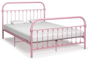 284512 vidaXL Estrutura de cama 120x200 cm metal rosa