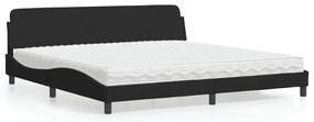 vidaXL Cama com colchão Dover 200x200 cm veludo preto