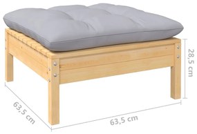 7 pcs conjunto lounge de jardim + almofadões cinza pinho maciço