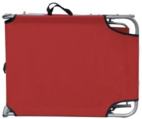Espreguiçadeira dobrável com toldo aço e tecido vermelho