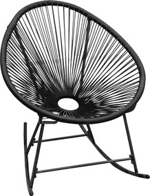 vidaXL Cadeira de baloiço para jardim vime PE preto