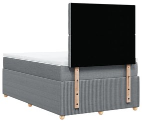 Cama boxspring com colchão 120x190 cm tecido cinzento-claro